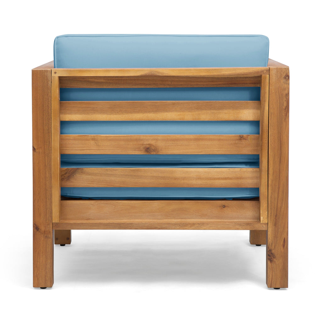 Oana Outdoor Acacia Wood Club Chair with Cushion