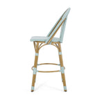 Callisto 29.5" Outdoor Rattan and Aluminum Bar Stool with Curved Back and Footrest