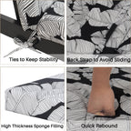 Tropical Indoor/Outdoor Chaise Lounge Chair Cushion with Ties, Set of 2