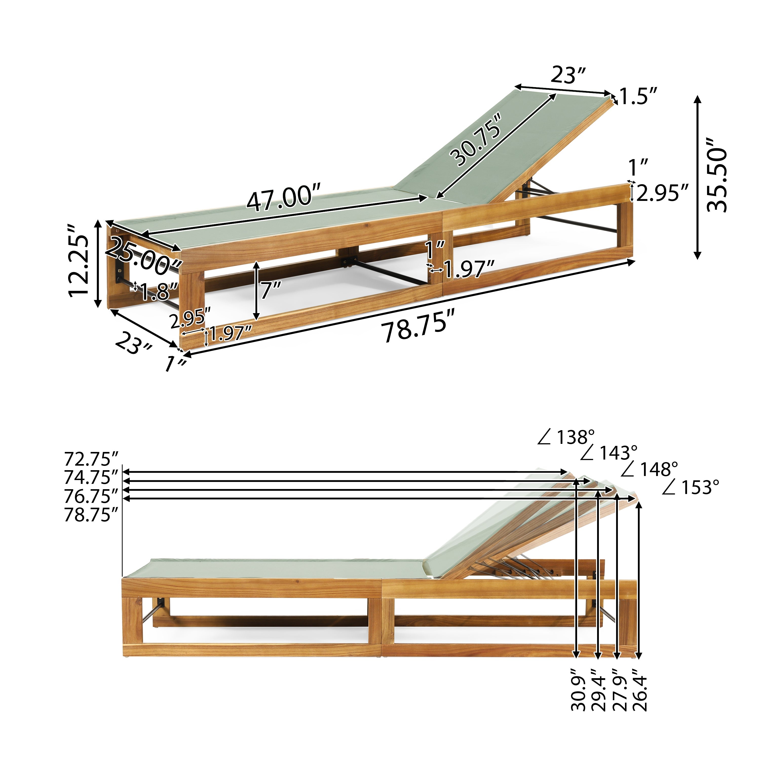 Mia Chaise Lounge, Set of 2