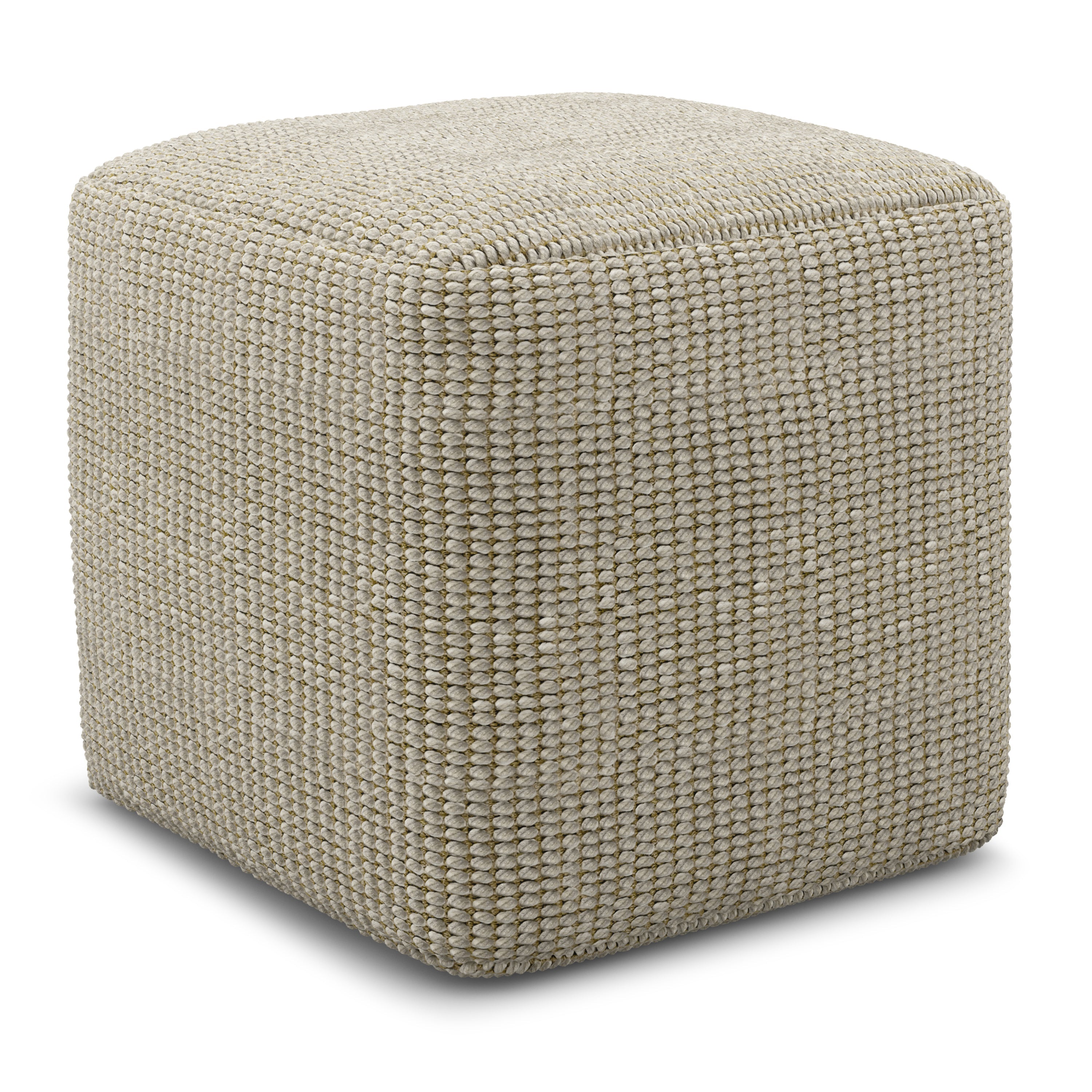Zelma Square Woven Outdoor Pouf