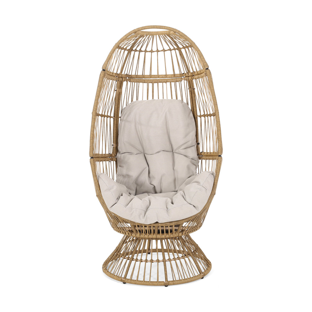 Lazulite Outdoor Egg Chair with Water-Resistant Cushion and Swivel Function