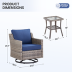 Tatum 3 Piece Outdoor Set with Swivel Rockers