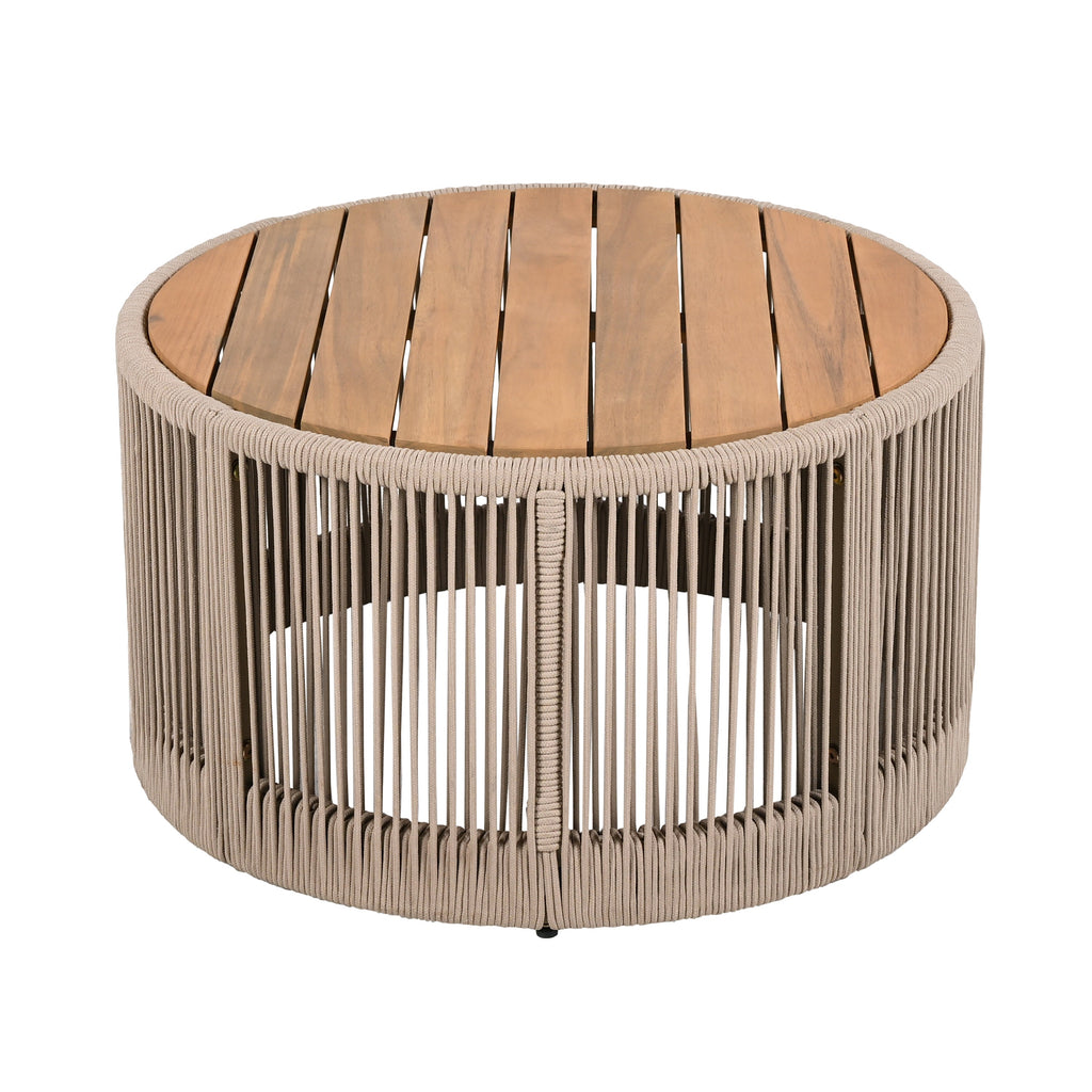 Sundara Outdoor Coffee & Side Table Set with Woven Rope Design