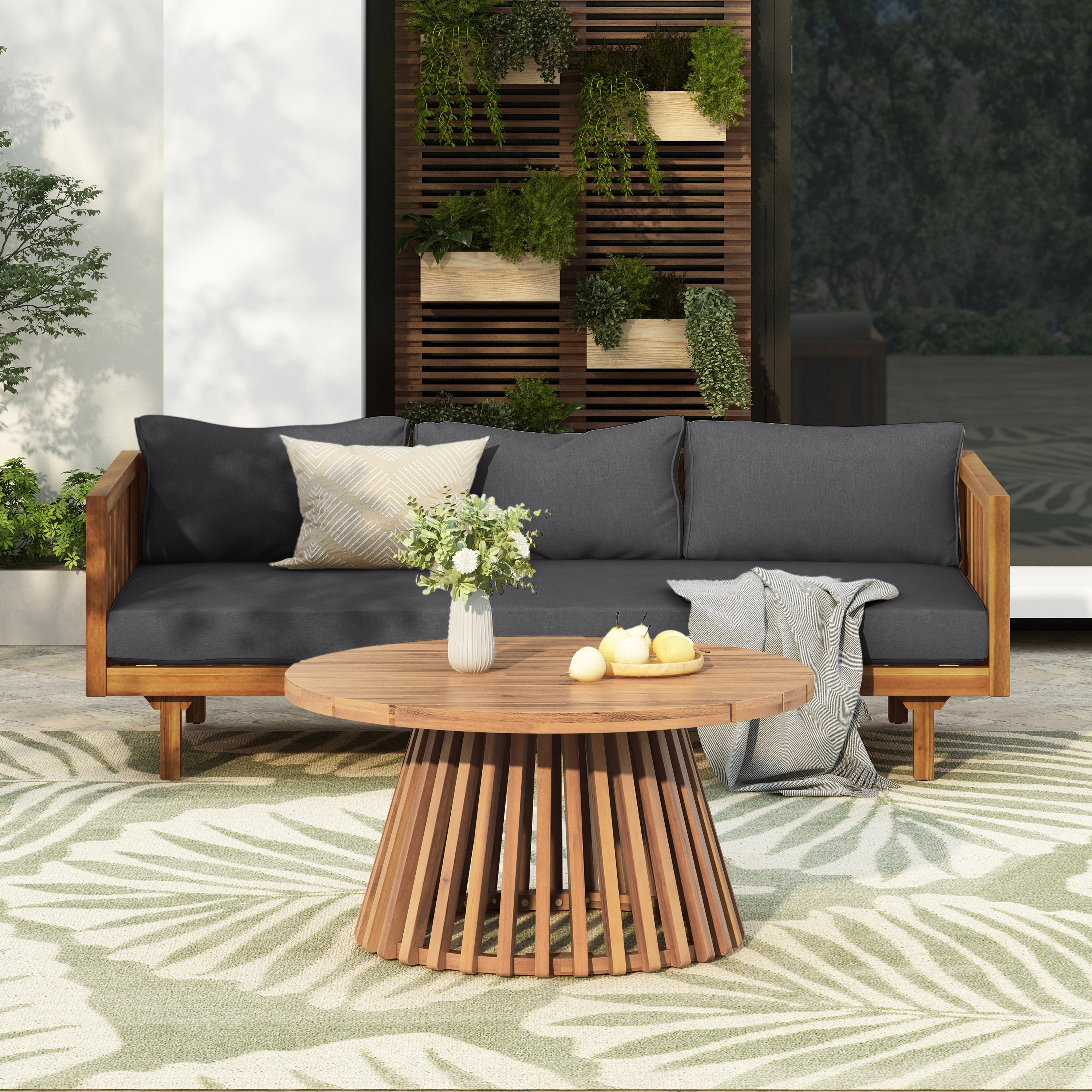 Tidewell Outdoor Acacia Wood Patio Furniture Set