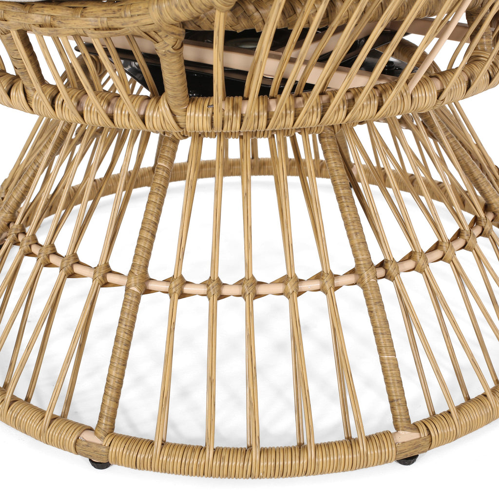 Lazulite Outdoor Egg Chair with Water-Resistant Cushion and Swivel Function