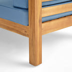 Oana Outdoor Acacia Wood Club Chair with Cushion