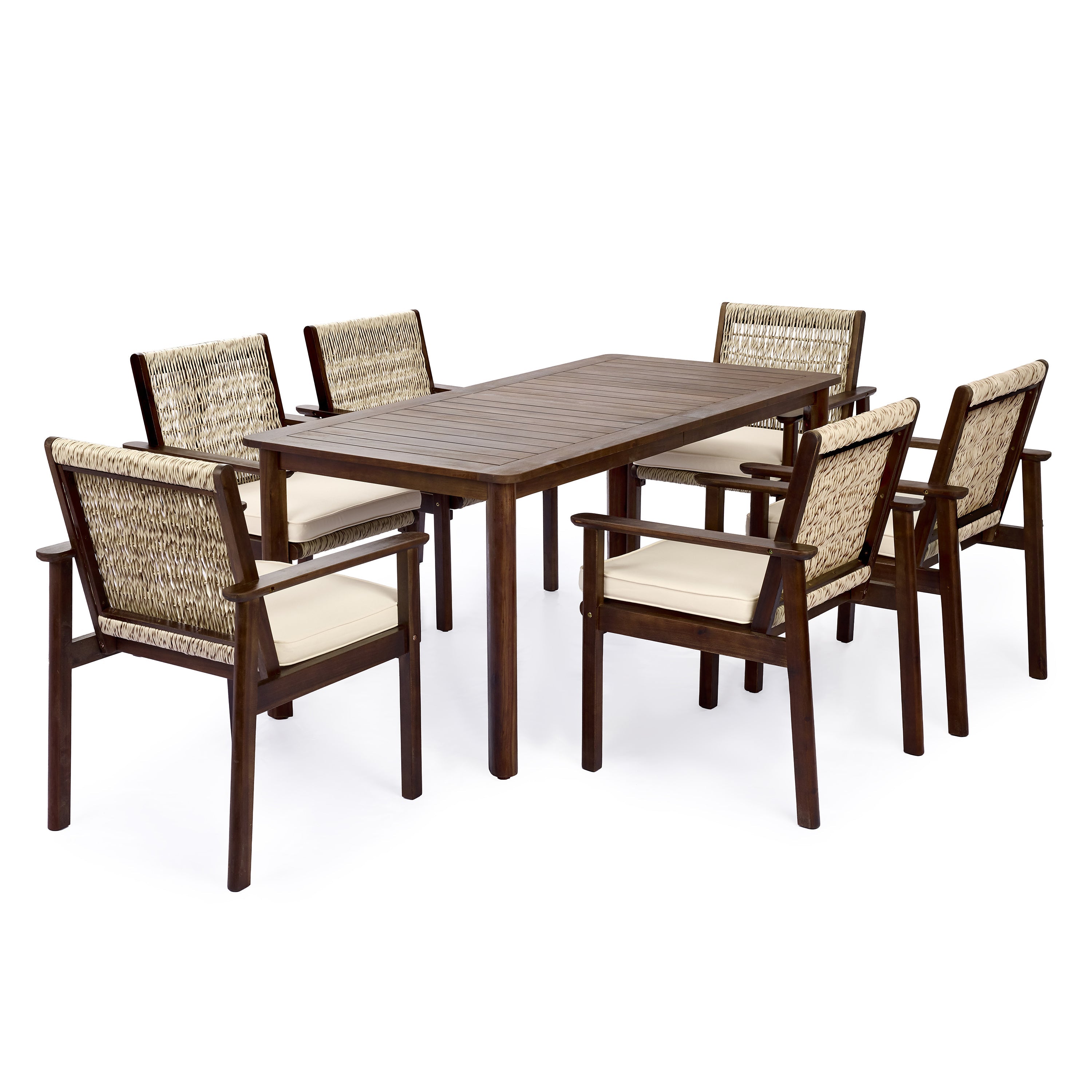 Miles 7 Piece Outdoor Acacia Wood Dining Set With Cushions