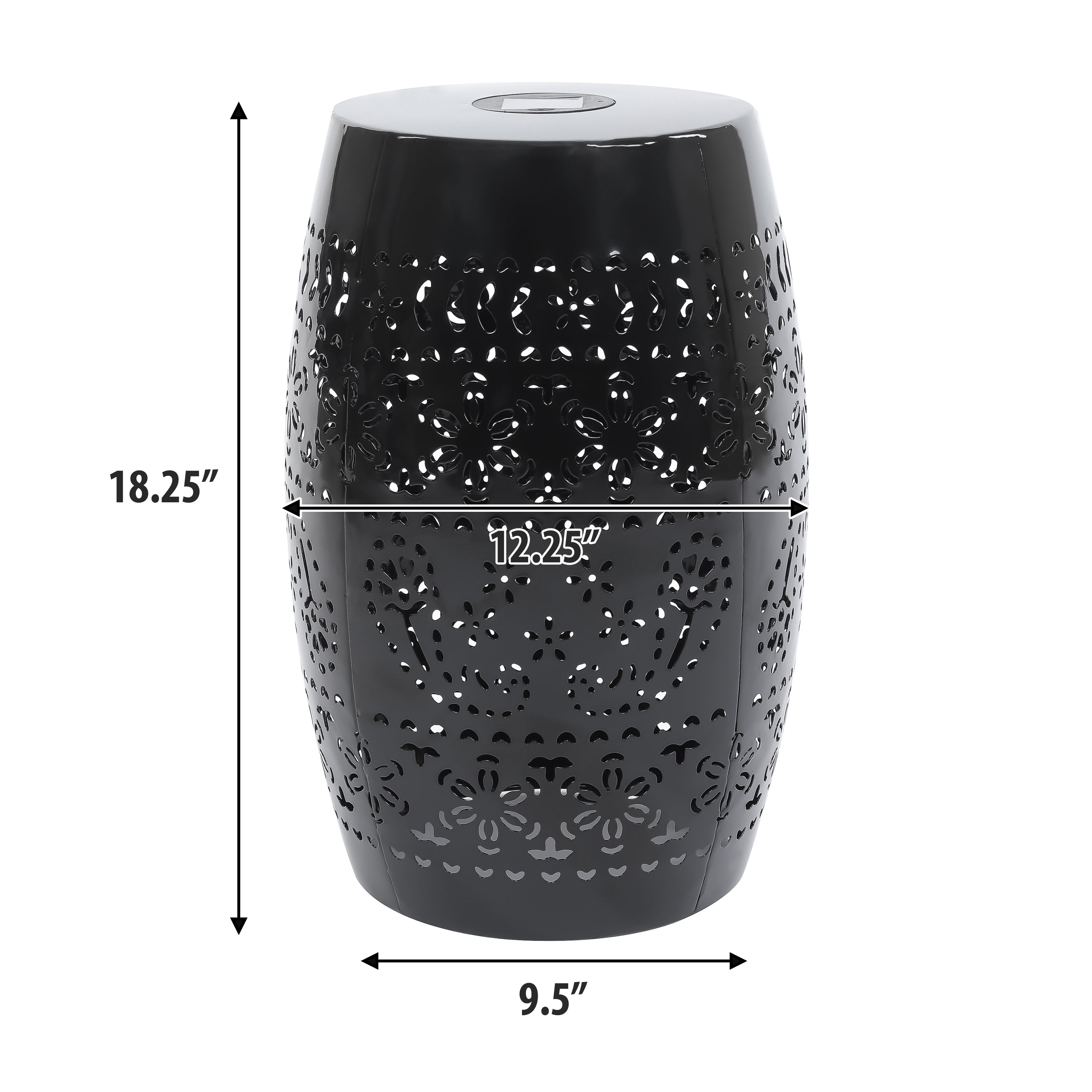 Sunhaven Punched Metal Solar Side Table with Built-in Solar Battery