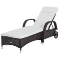 Outsunny Adjustable Wicker Sun Lounger Outdoor Recliner Chair Garden