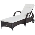 Outsunny Adjustable Wicker Sun Lounger Outdoor Recliner Chair Garden