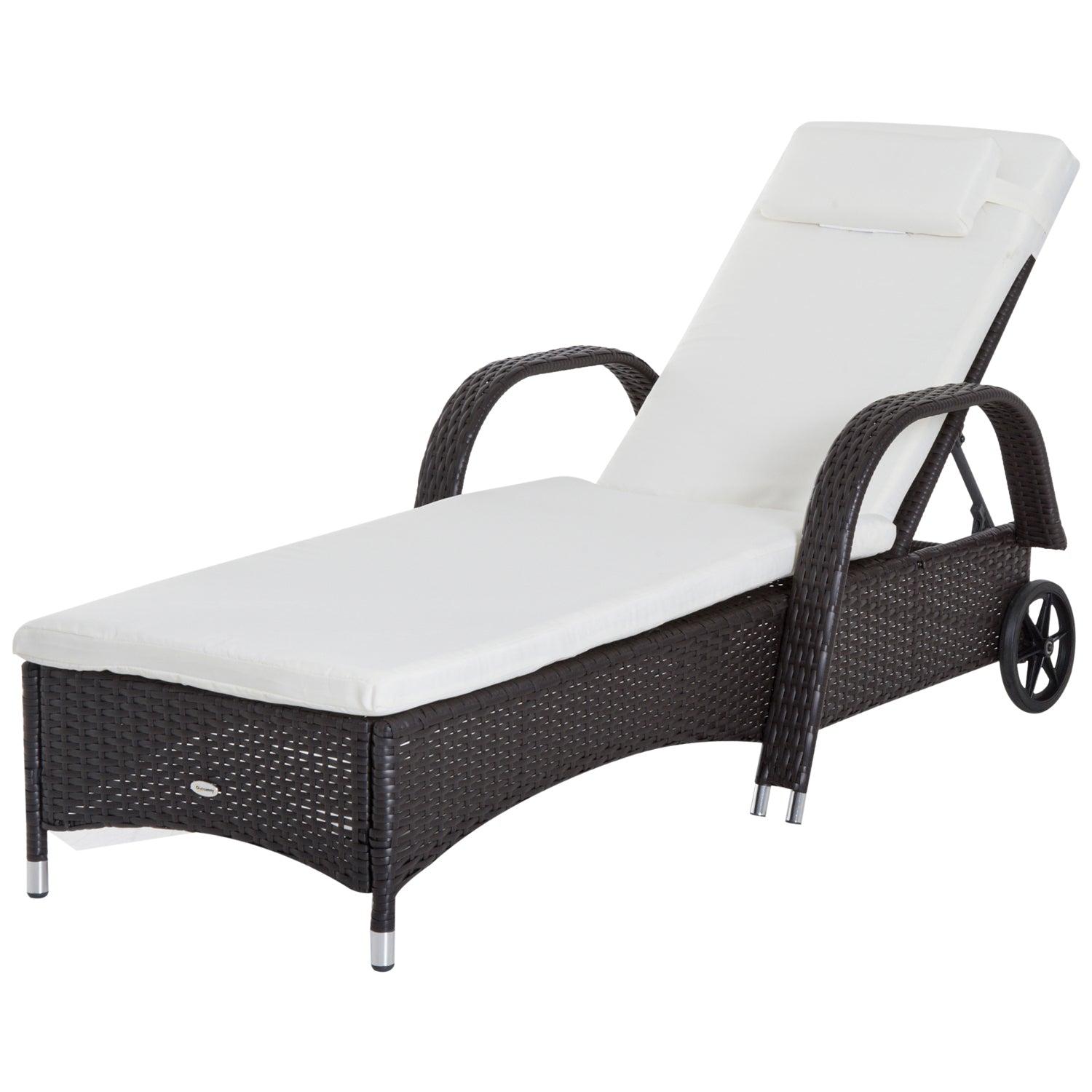 Outsunny Adjustable Wicker Sun Lounger Outdoor Recliner Chair Garden