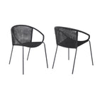 Quilla Indoor Outdoor Stackable Rope Dining Chairs, Set of 2