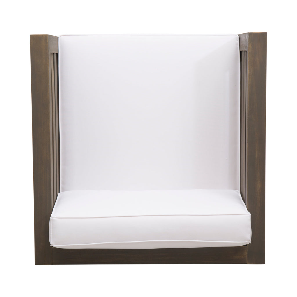 Oana Outdoor Acacia Wood Club Chair with Cushion