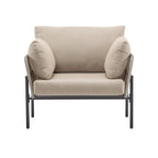 Brisa Outdoor Modern Iron Lounge Chair with Rope Weave