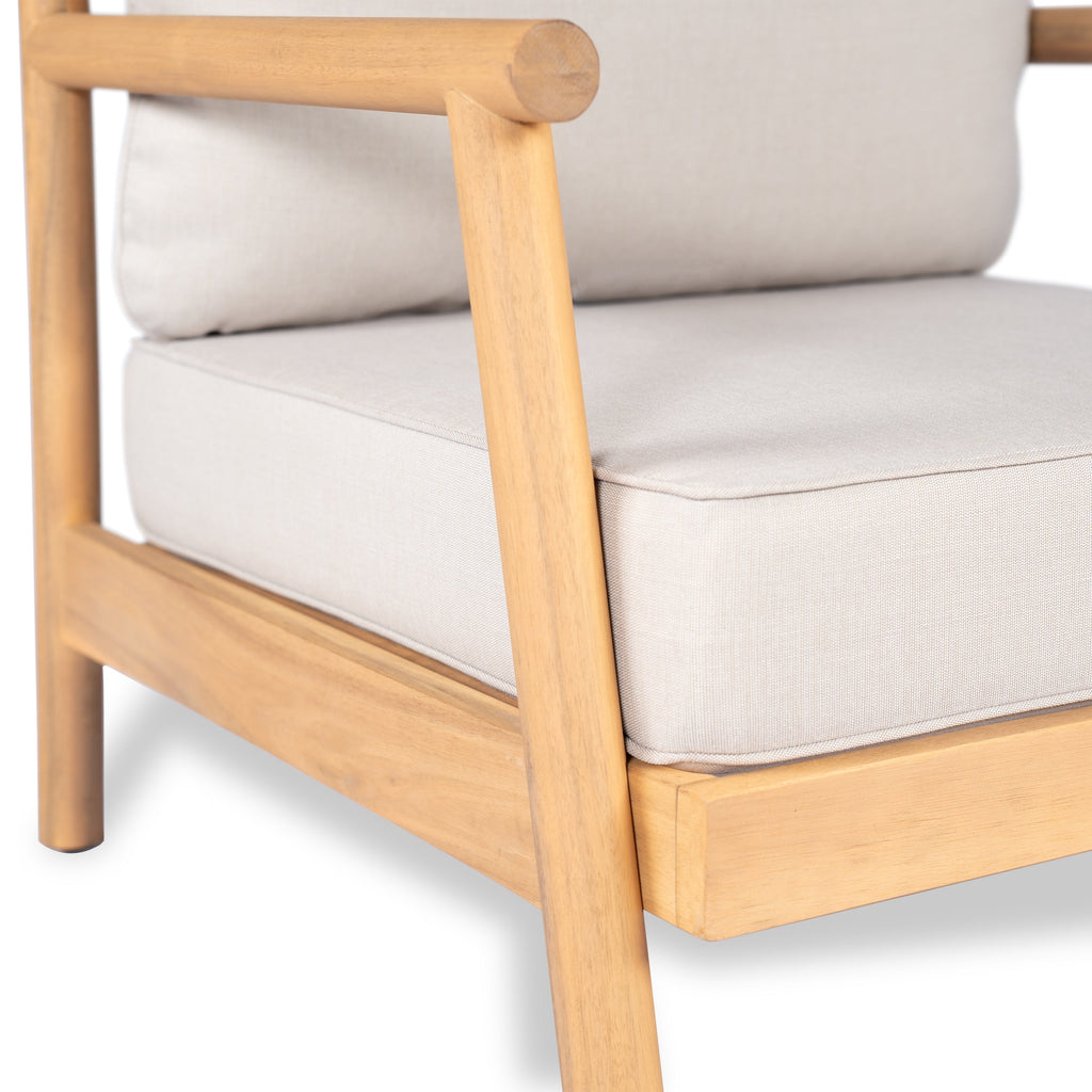 Indira Outdoor Acacia Wood Club Chair with Water-Resistant Cushion