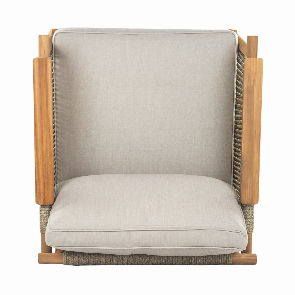 Outdoor Wood Club Chair with Rope Accents
