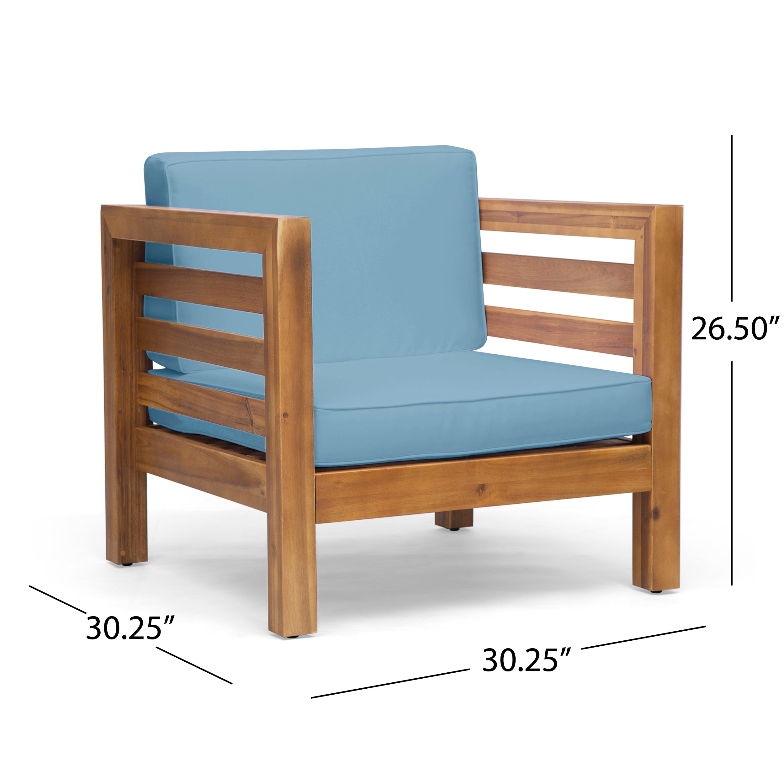 Oana Outdoor Acacia Wood Club Chair with Cushion
