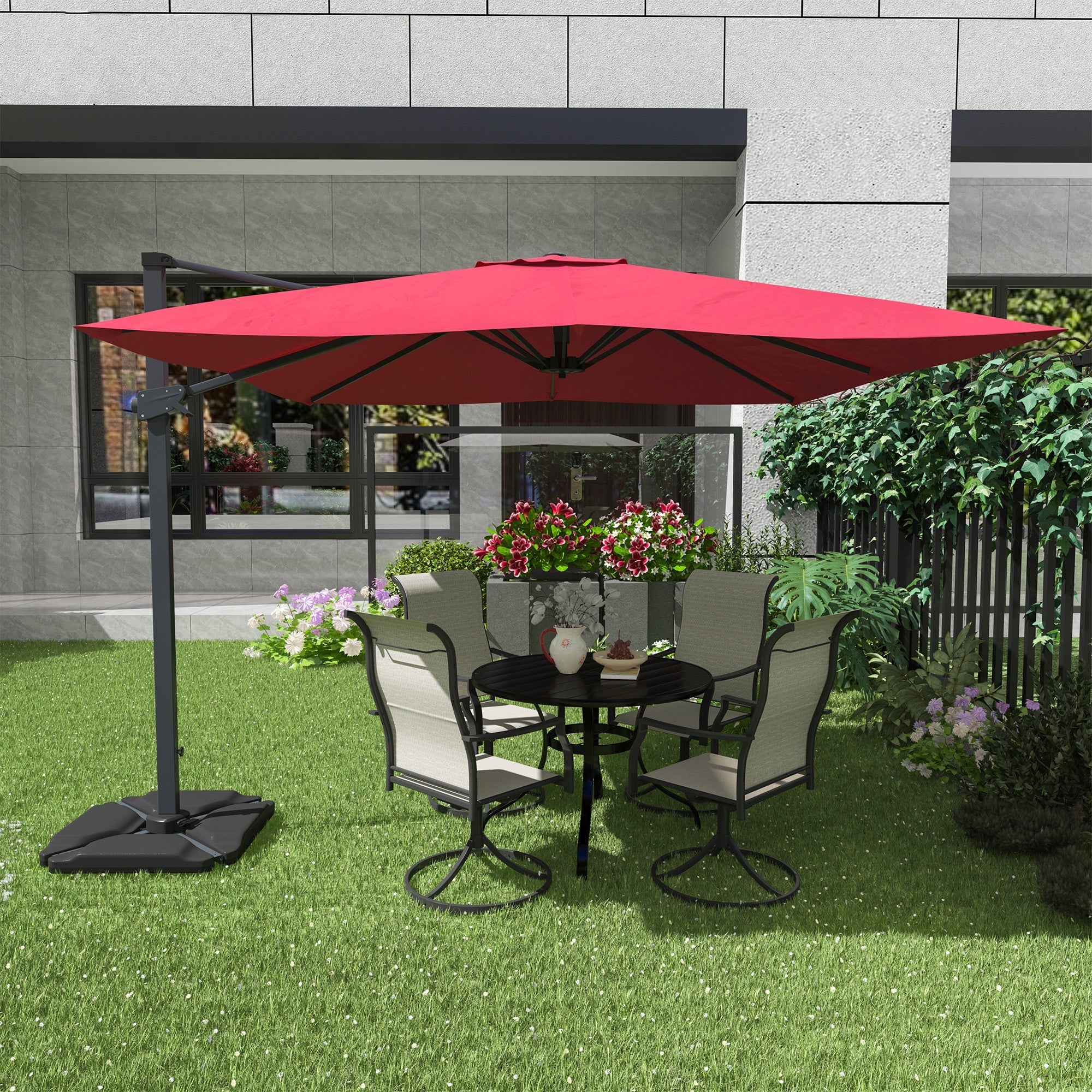 10'X10' Square Cantilever Umbrella with Center Pole, Base Not Included