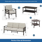 Marisol 5 Piece Metal Patio Furniture Set with 3 Seater Sofa