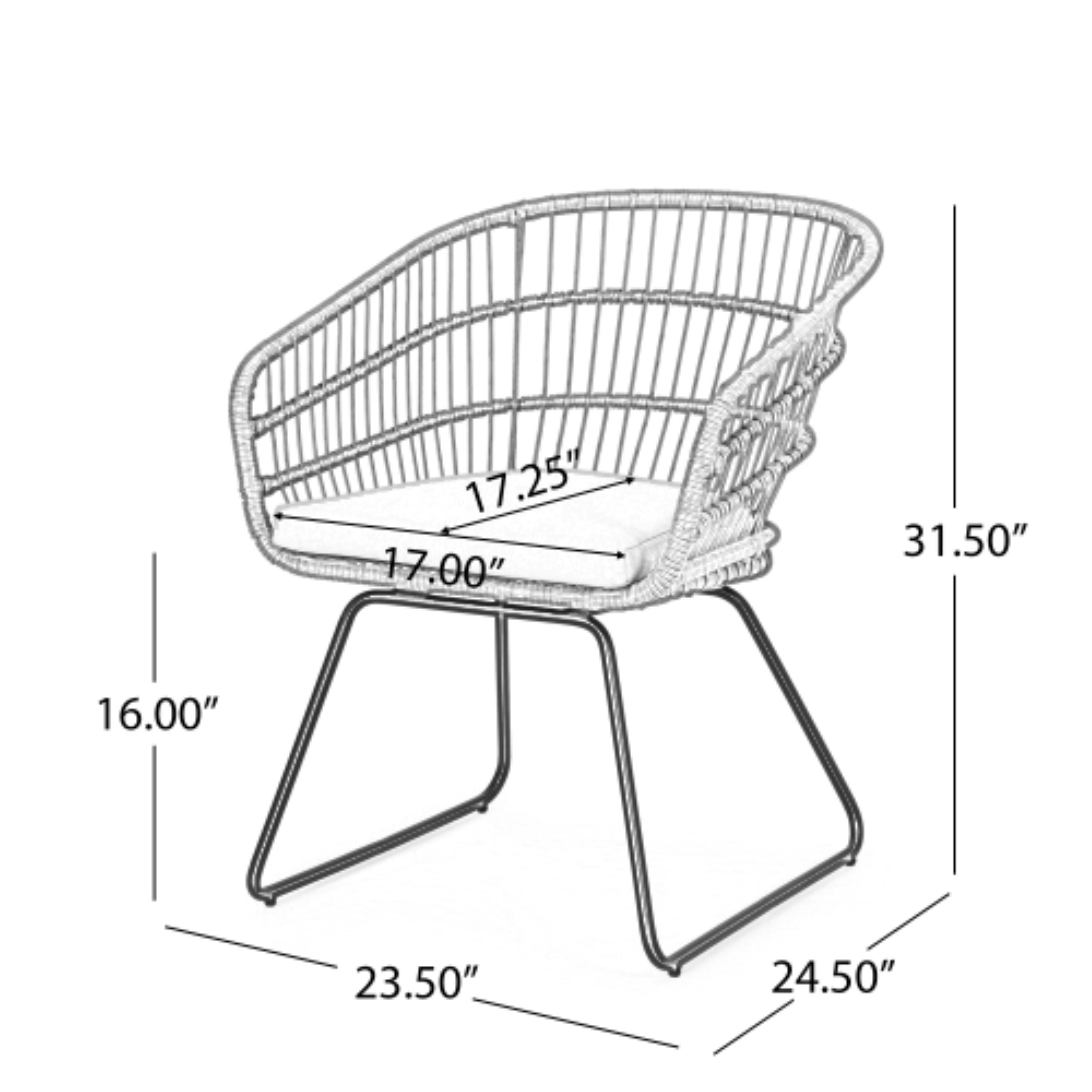 Outdoor Chair with Sled Legs and Curved Frame, Set of 2