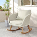 Contemporary Minimalist Wicker Rocking Chair with Cushions
