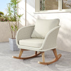 Contemporary Minimalist Wicker Rocking Chair with Cushions