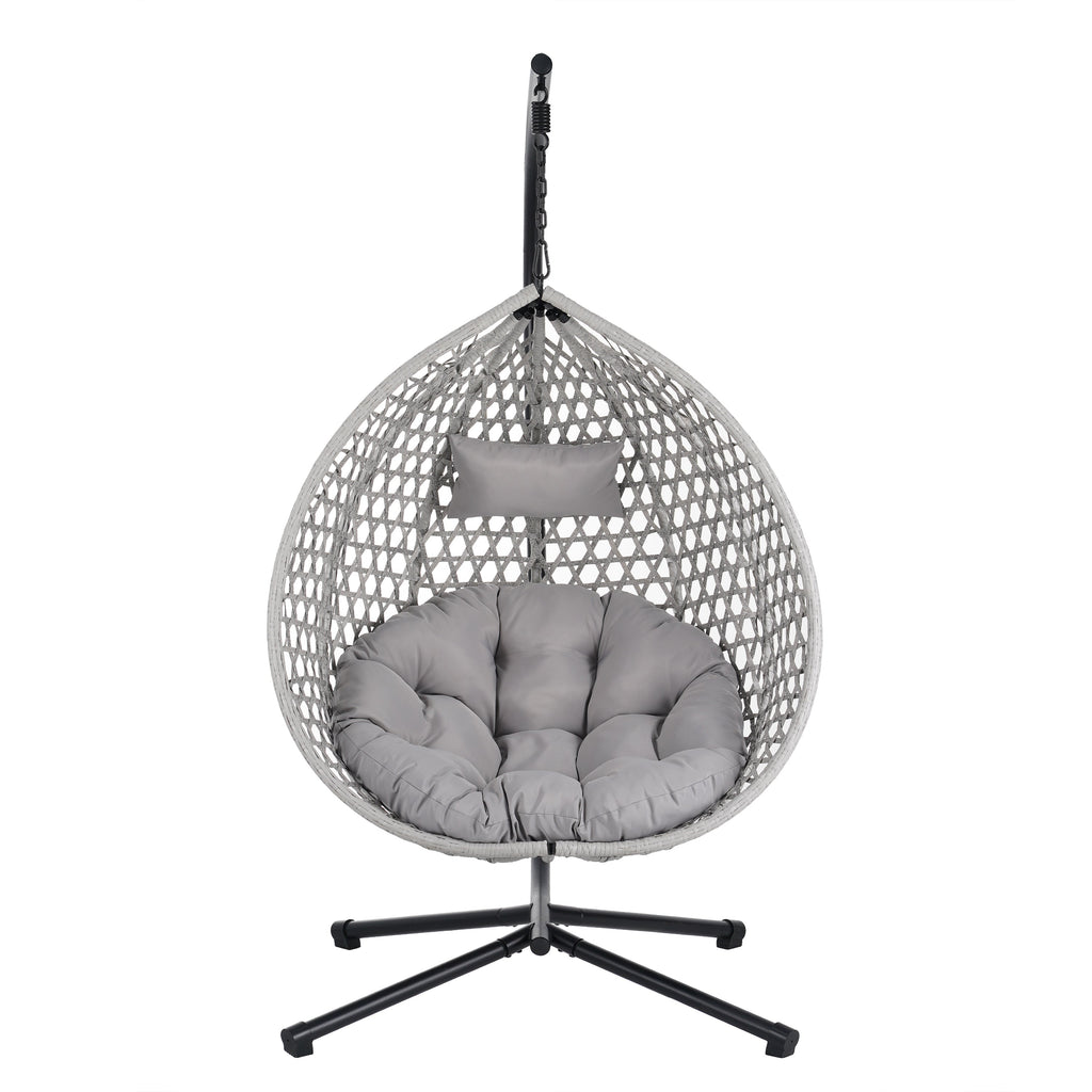 Hanging Swinging Egg Chair with Rattan Weaving, Base Included