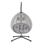 Hanging Swinging Egg Chair with Rattan Weaving, Base Included