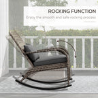 Outdoor Wicker Adirondack Rocking Chair with High Back & Seat Cushion