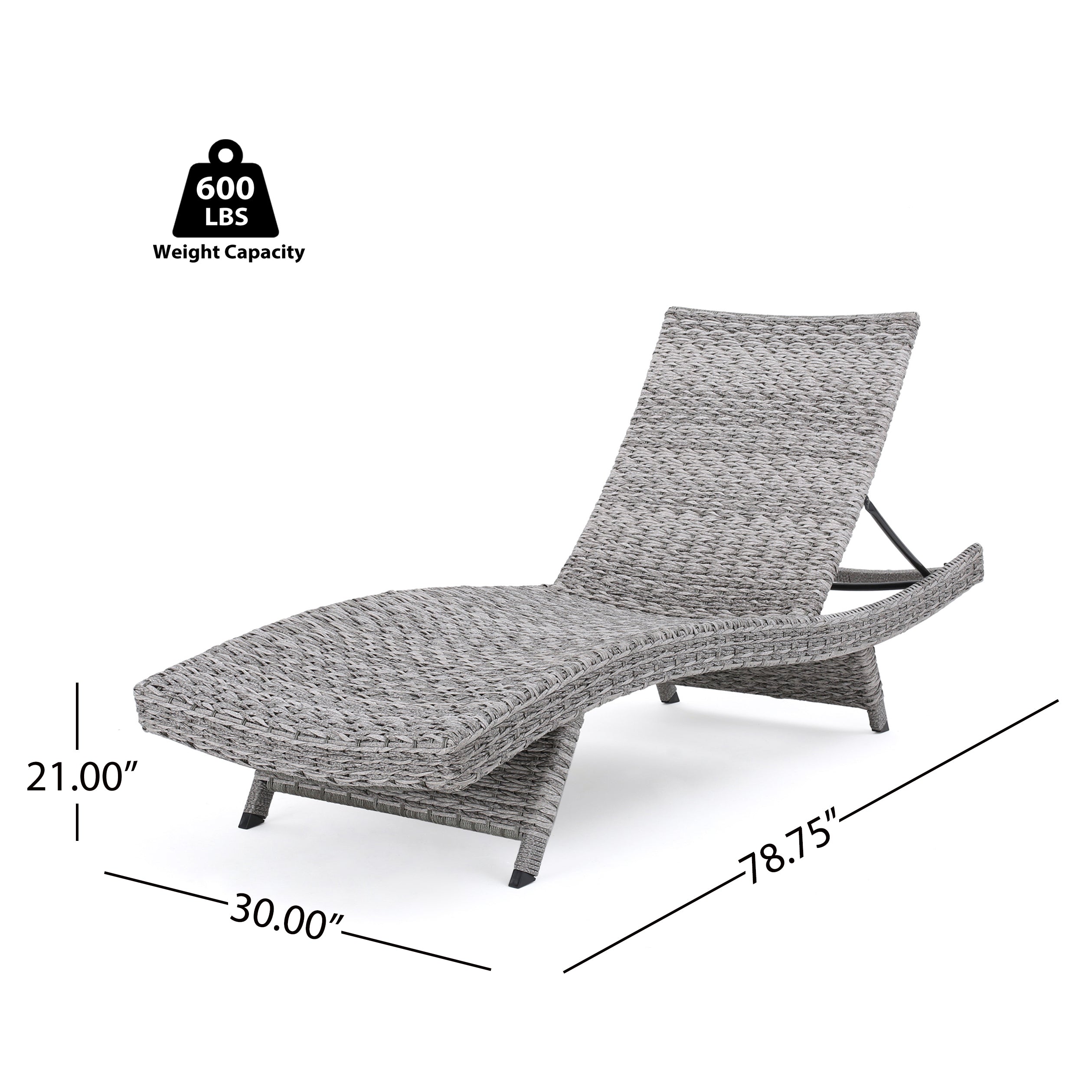 Crete Wicker Chaise Lounge, Set of 2