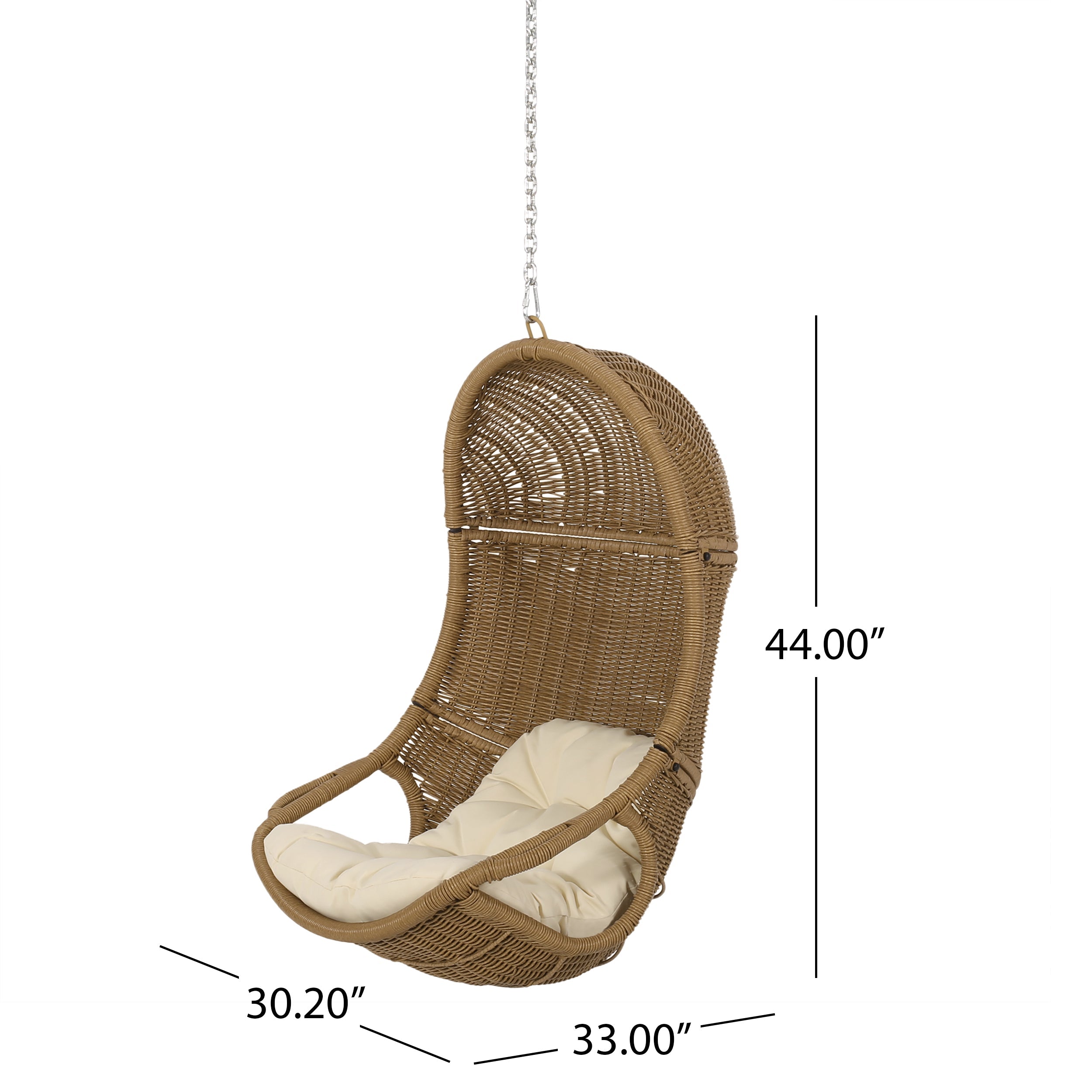 Berrien Outdoor/Indoor Wicker Hanging Swing Chair with 8-Foot Chain