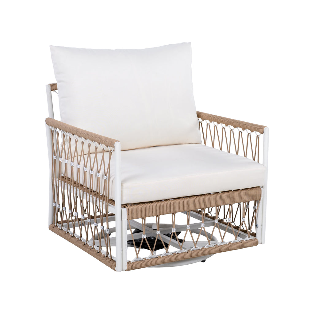 Caspian Outdoor Handwoven Rope Accent Swivel Chairs, Set of 2
