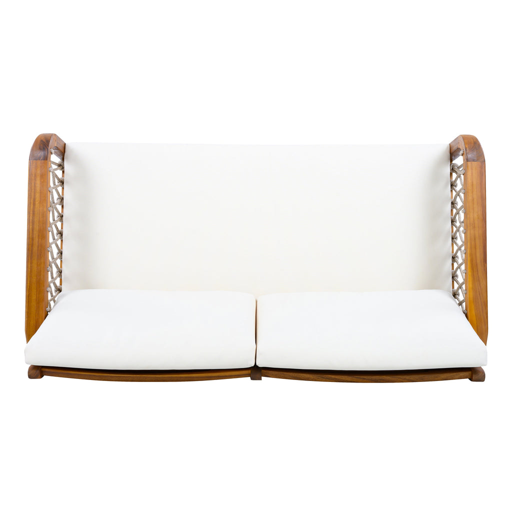 Millie Outdoor Acacia Wood Loveseat & Coffee Table Set