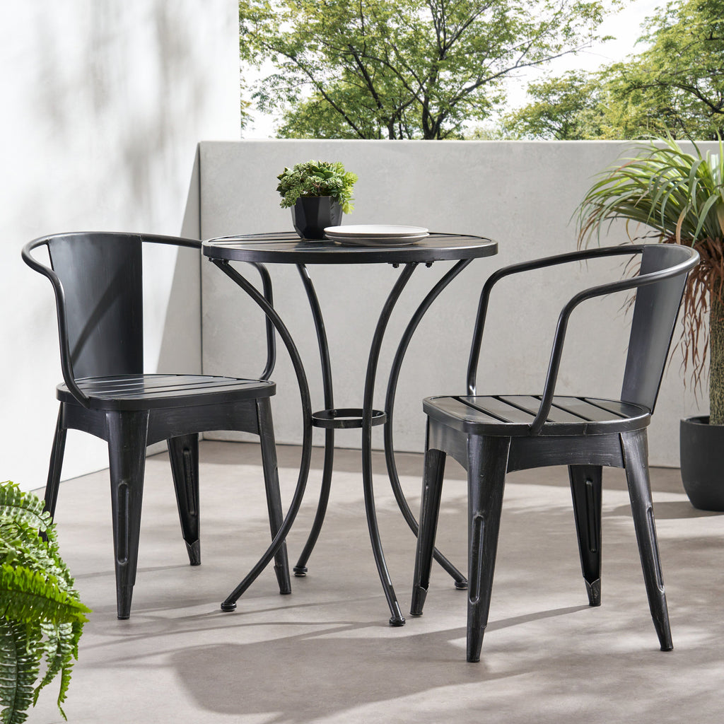 Colman 3-Piece Iron Bistro Set with Table and 2 Chairs