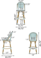 Callisto 29.5" Outdoor Rattan and Aluminum Bar Stool with Curved Back and Footrest