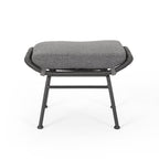 Cordella Outdoor Modern Boho Wicker Ottoman with Cushions, Set of 2