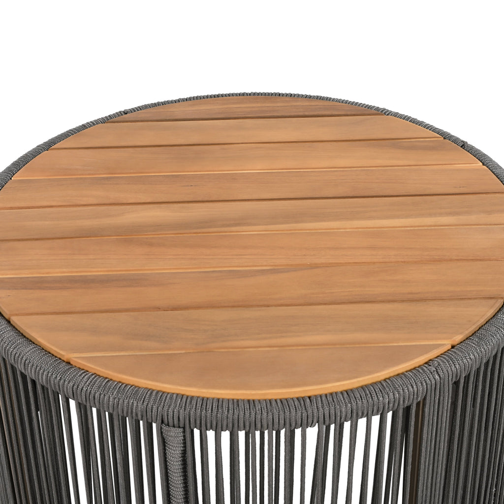 Sundara Outdoor Coffee & Side Table Set with Woven Rope Design
