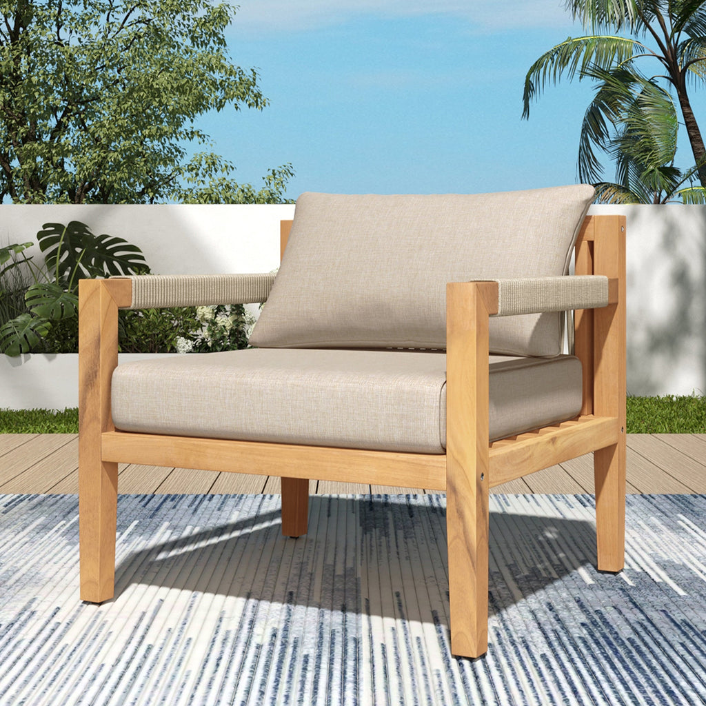 Driftwood Bay Acacia Wood & Beige Rope Outdoor Leisure Chair