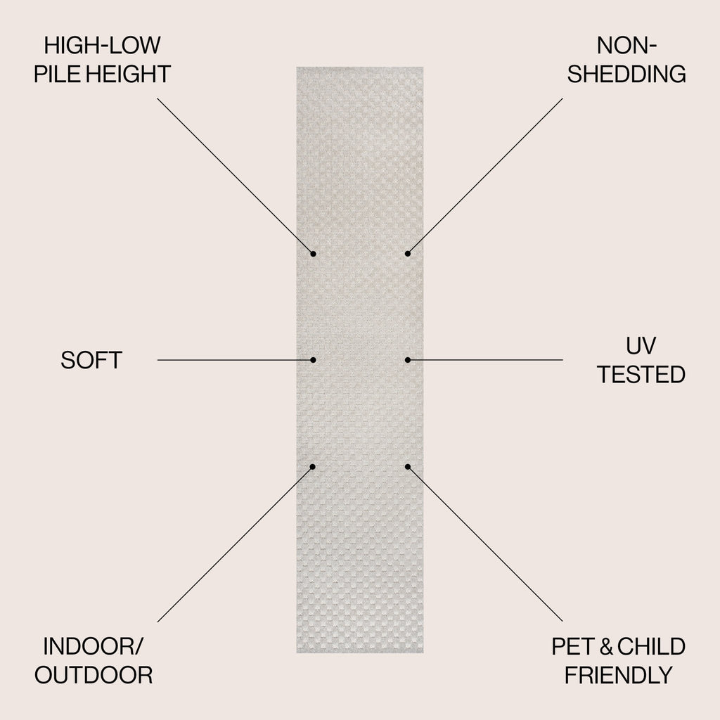 Finn High-Low Modern Minimalist Checkered Monotone Indoor/Outdoor Area Rug
