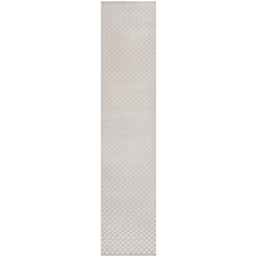 Finn High-Low Modern Minimalist Checkered Monotone Indoor/Outdoor Area Rug