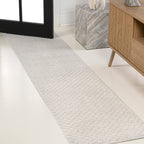 Finn High-Low Modern Minimalist Checkered Monotone Indoor/Outdoor Area Rug