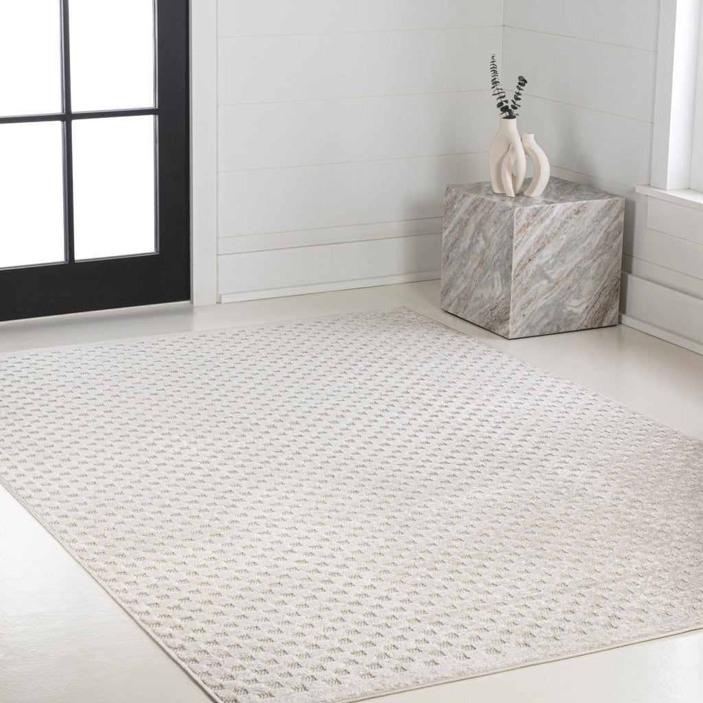 Finn High-Low Modern Minimalist Checkered Monotone Indoor/Outdoor Area Rug