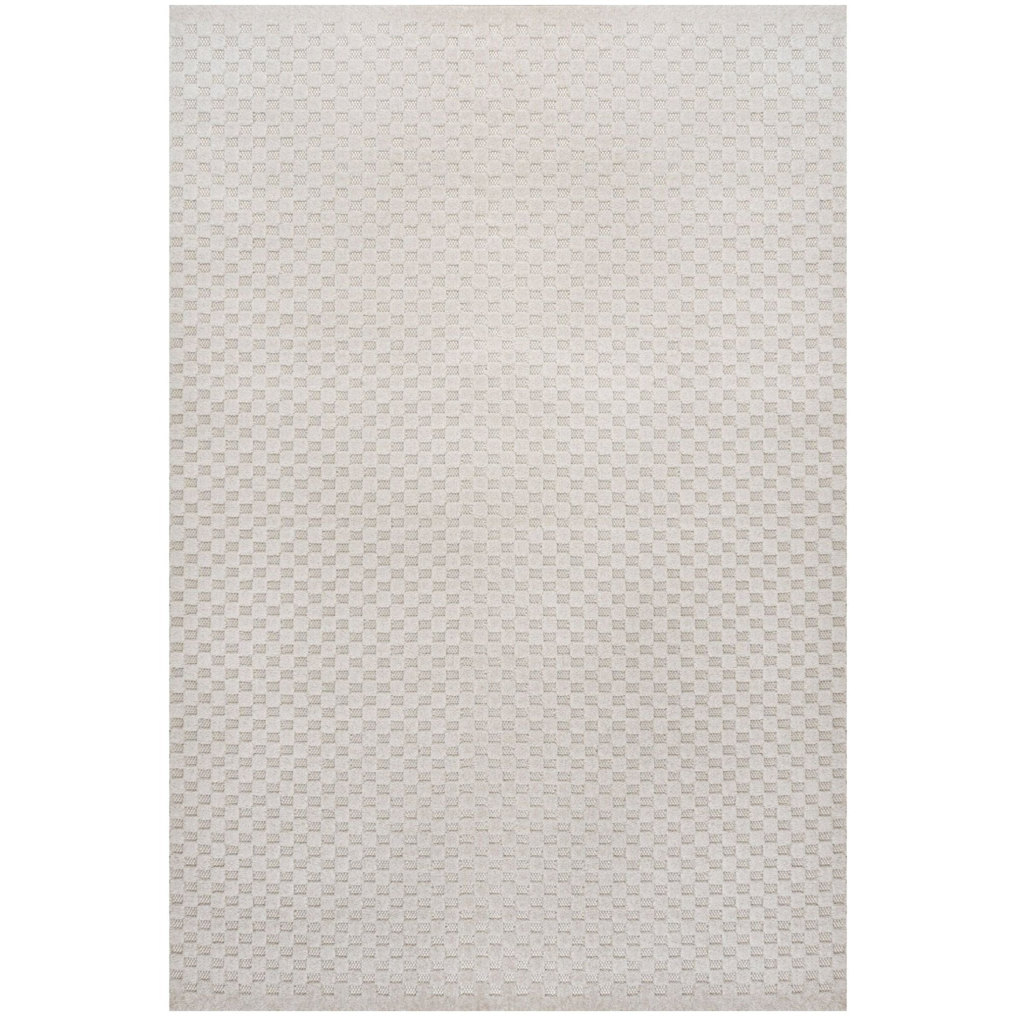 Finn High-Low Modern Minimalist Checkered Monotone Indoor/Outdoor Area Rug