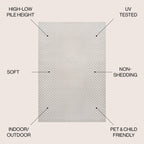 Finn High-Low Modern Minimalist Checkered Monotone Indoor/Outdoor Area Rug
