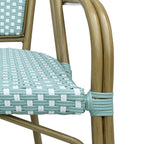 Crowned Wicker Bistro Chair with Checkered Pattern and Curved Arms, Set of 2