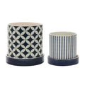 Geometric Pattern Planter with Plate, Set of 2