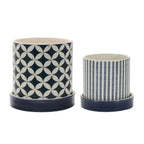 Geometric Pattern Planter with Plate, Set of 2