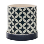 Geometric Pattern Planter with Plate, Set of 2