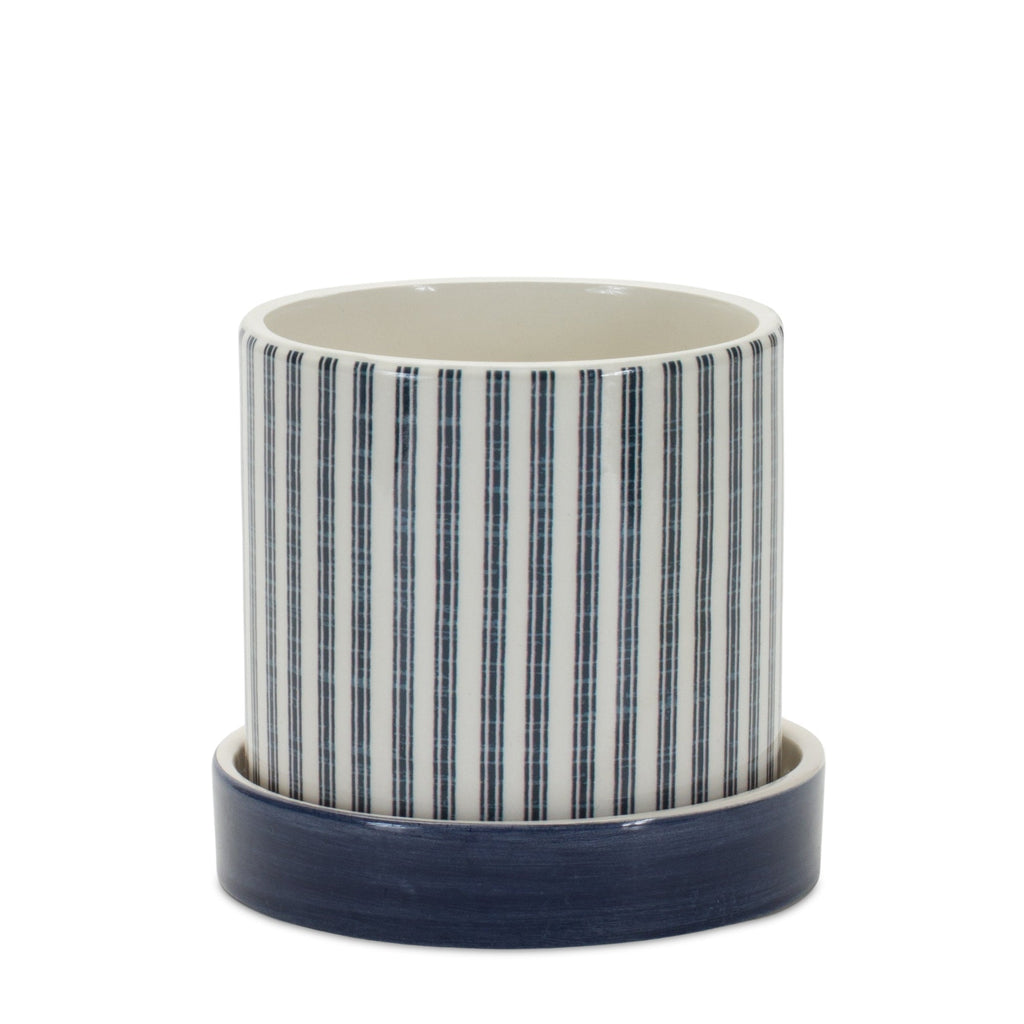 Geometric Pattern Planter with Plate, Set of 2
